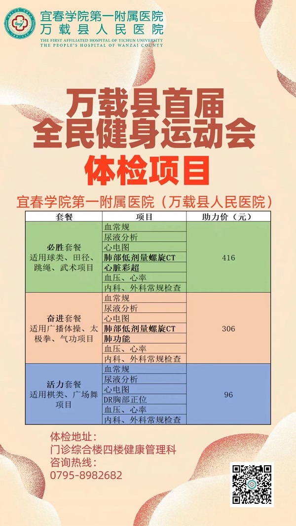 护航运动会，健康体检行—万载县首届全民健身运动会参赛人员体检项目须知